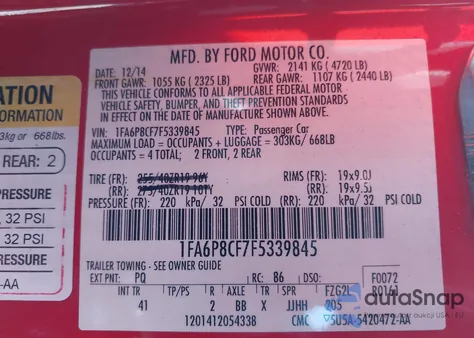 2015 Ford Mustang Gt Premium from USA, damaged, VIN 1FA6P8CF7F5339845